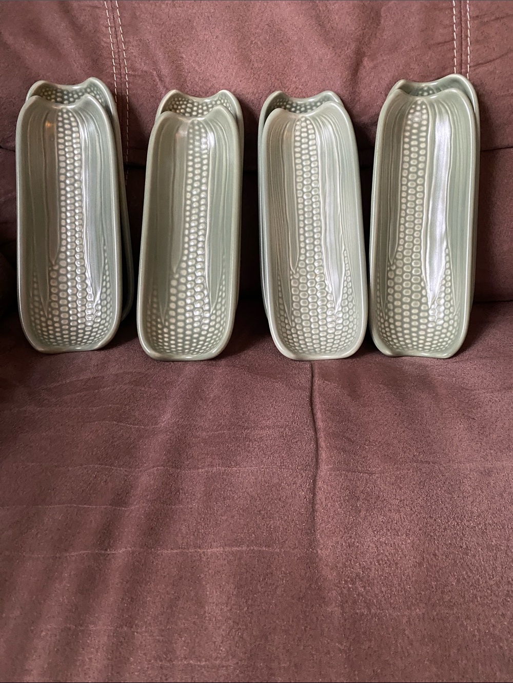 Pfaltzgraff Light Green Corn-Shaped Ceramic Serving Dishes - Set of 8
